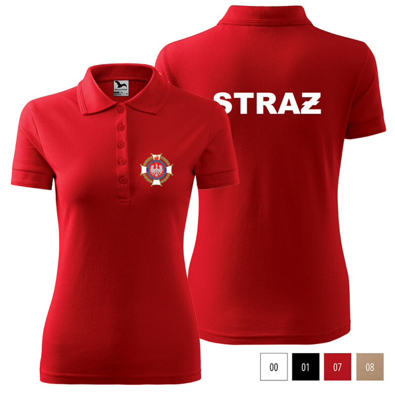 Women's Pique Polo T-shirt 210 200g FIRE OSP / PSP / MDP Association of Volunteer Fire Departments + Your Logo / Coat of Arms