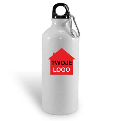 White travel bottle with carabiner 600 ml