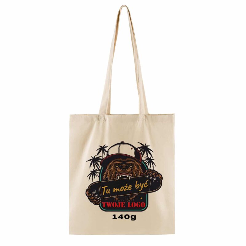 Cotton bag with long handle 140g 38x42cm Ecru