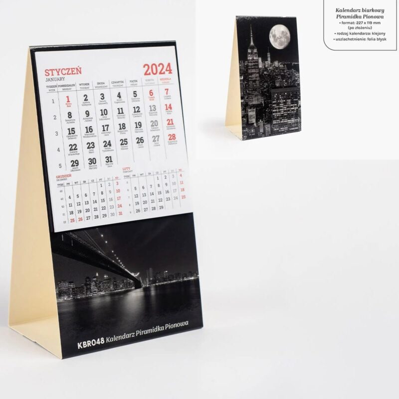 Vertical Pyramid Desk Calendar
