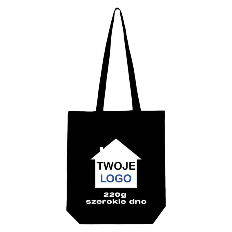 Cotton bag, long handle, wide bottom, 220g, 38x42x10cm