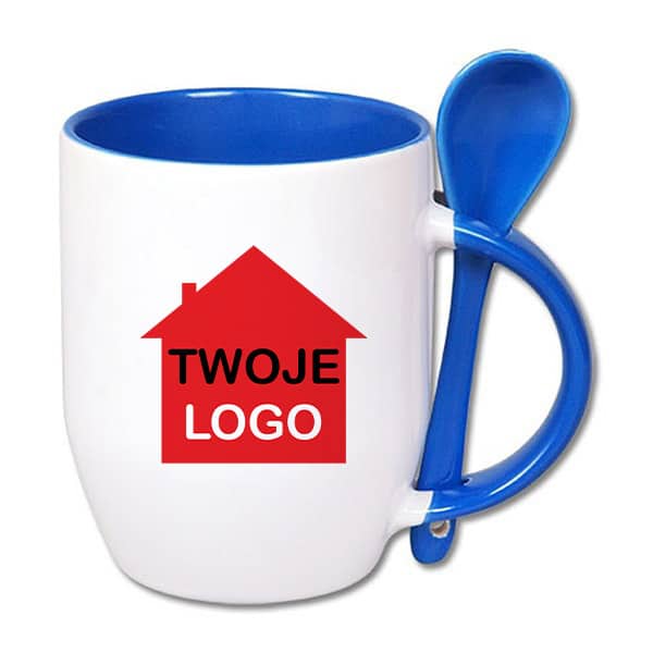 350ml mug with a colored interior and a spoon