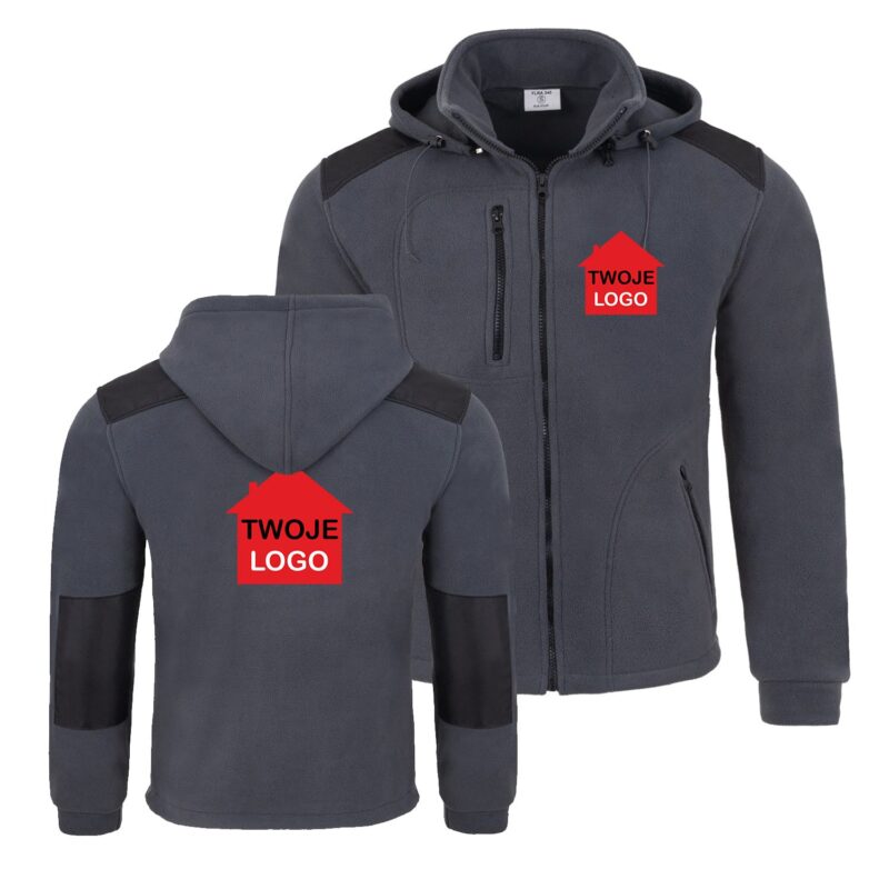 Thick, warm fleece with a hood FLRA 340 BUS HOOD with your logo