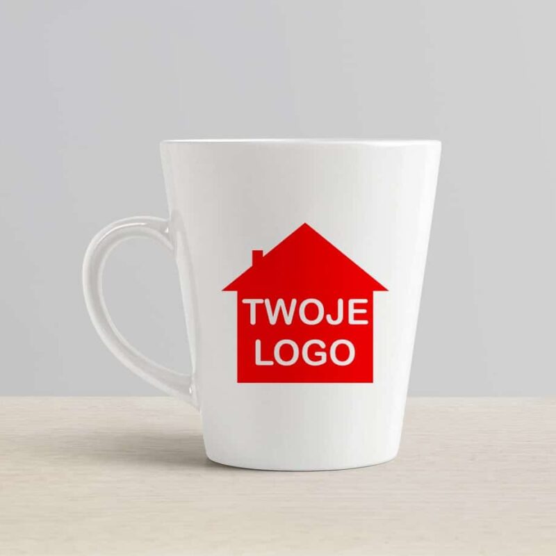 White Ceramic Latte Mug 350ml with Print