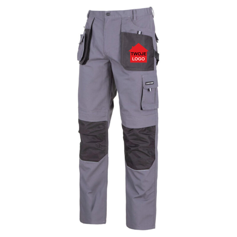 Lahti Pro L40529 grey protective waist-length work trousers with your print