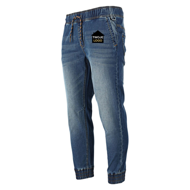 Lahti Pro L40535 men's blue denim joggers with your print
