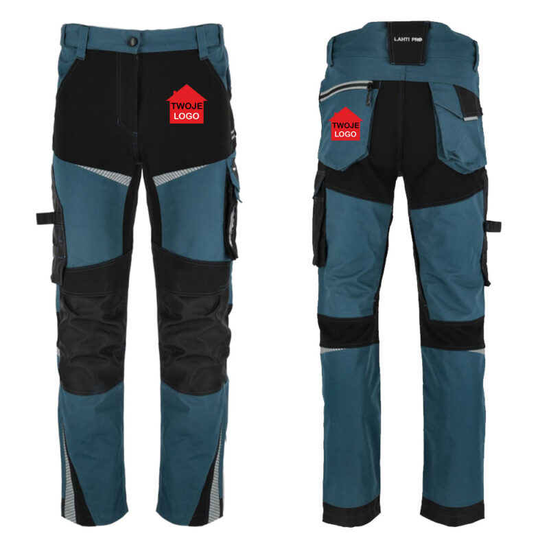 Lahti Pro L40541 Turquoise SlimFit Work Trousers with Your Print
