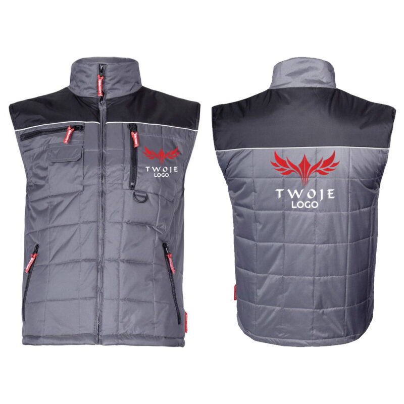 Lahti Pro LPBO men's unisex gray insulated vest with your print