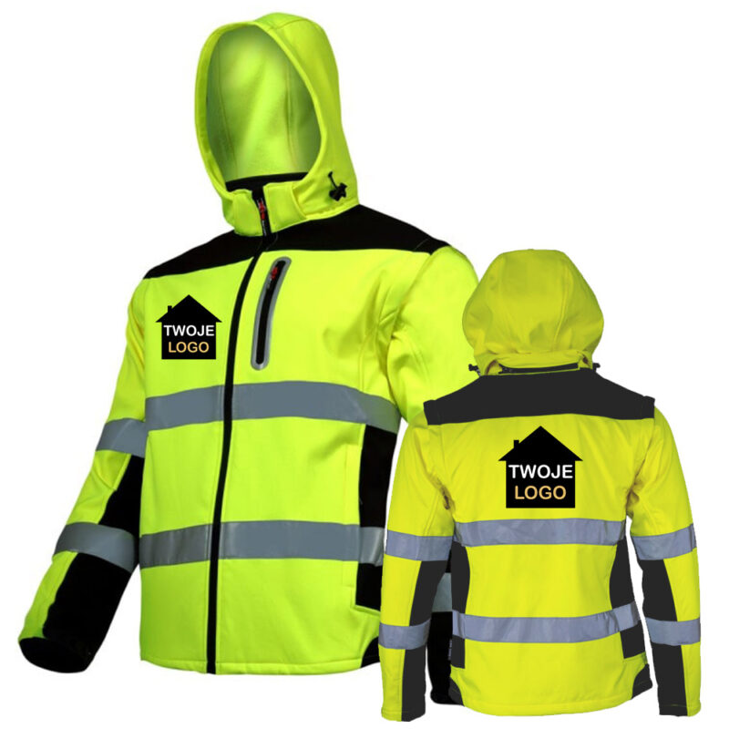 Men's Lahti Pro L40919 Hi-Vis Softshell Jacket with Detachable Sleeves with Your Print