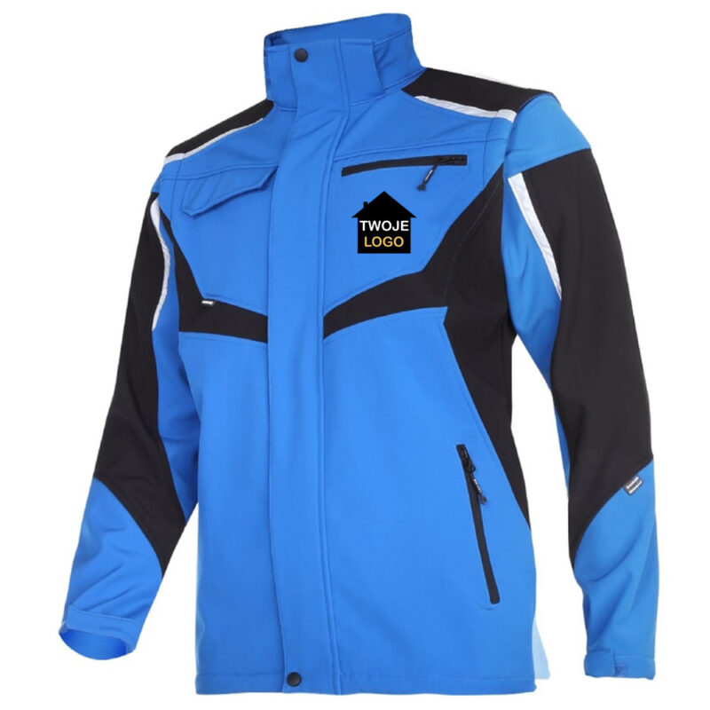 Softshell jacket with hood and detachable sleeves, blue Lahti Pro L40930 with your print