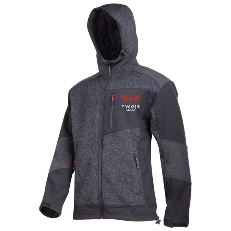 Men's unisex black Lahti Pro L40943 insulated jacket with hood and sherpa lining with your print