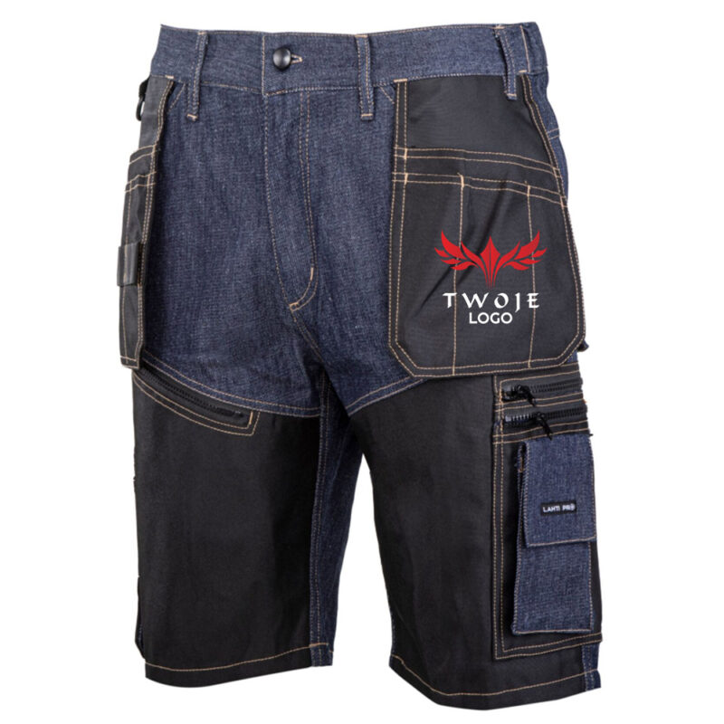 Lahti Pro L40709 blue reinforced denim shorts with your print