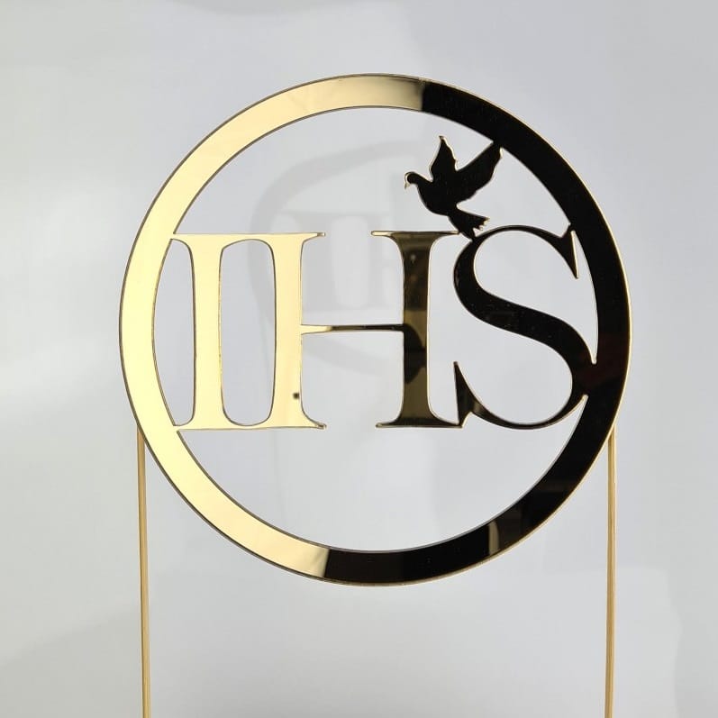 Gold Plexiglass Topper on a Toothpick Bouquet Cake Decoration