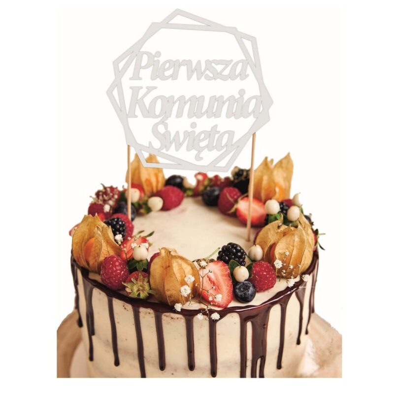 White Plexiglass Topper on a Toothpick Bouquet Cake Decoration