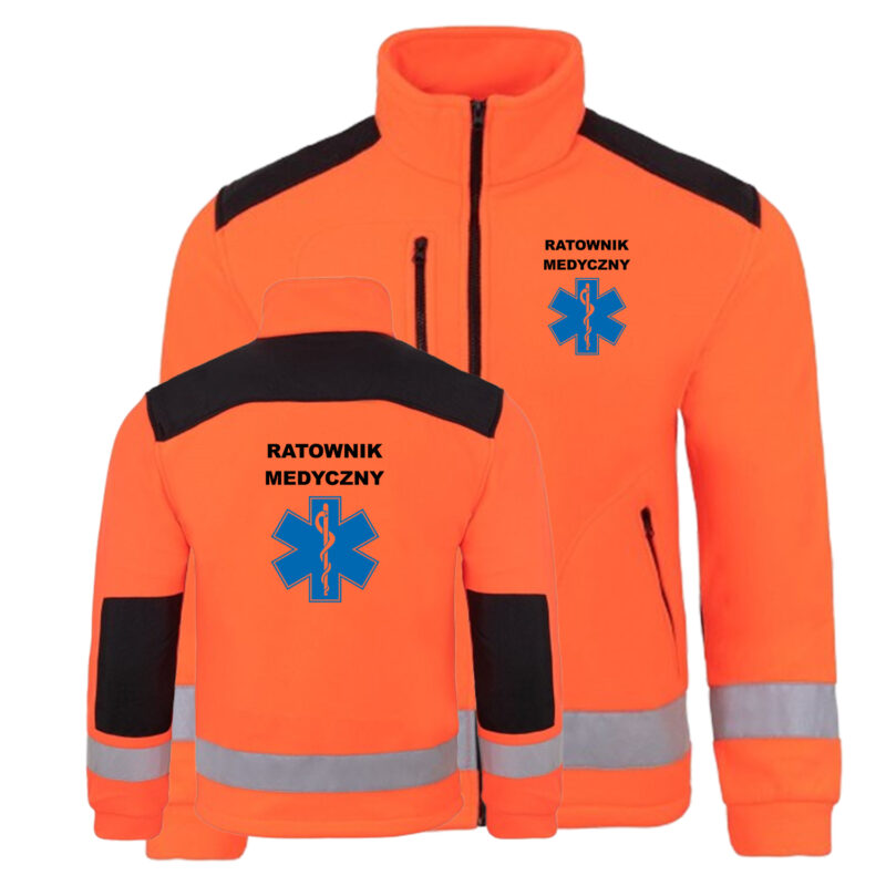 Thick warm fleece FLRA 340g FLUO RD reflective orange For paramedics / doctors / GOPR / TOPR / WOPR / medical staff